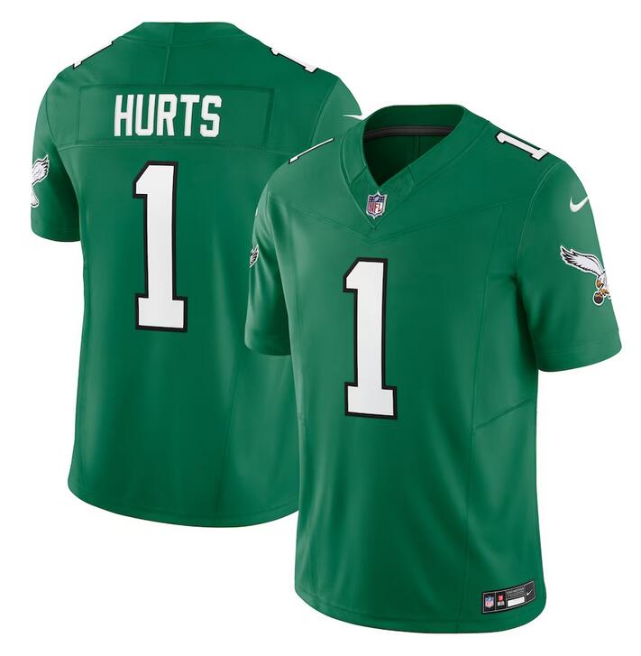 2023 Men NFL Philadelphia Eagles #1 Hurts Kelly green alternate Jersey->youth nfl jersey->Youth Jersey